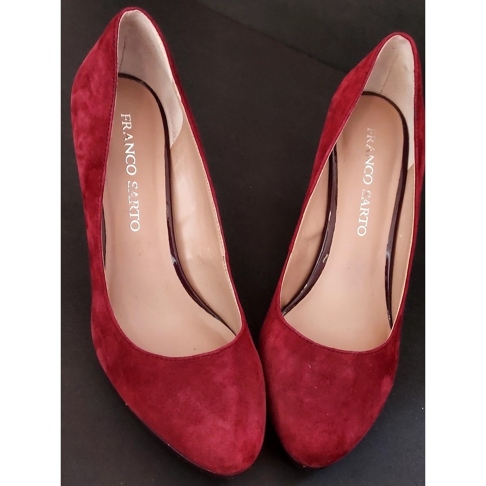 Franco Sarto Suede Women's Heel‎ Size 8M Burgundy - Picture 6 of 6
